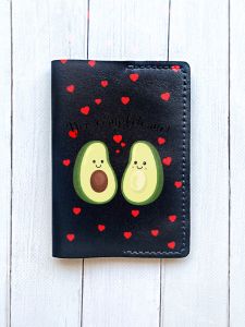 Шкіряна обкладинка на паспорт книжку :: Чорна (принт 307)