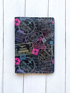 Шкіряна обкладинка на паспорт книжку :: Чорна (принт 316)