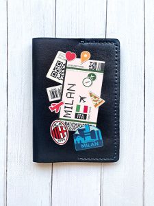 Шкіряна обкладинка на паспорт книжку :: Чорна (принт 325)