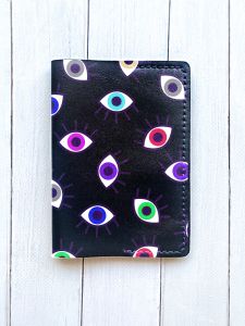 Шкіряна обкладинка на паспорт книжку :: Чорна (принт 336)