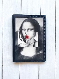 Шкіряна обкладинка на паспорт книжку :: Чорна (принт 351)