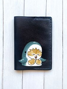 Шкіряна обкладинка на паспорт книжку :: Чорна (принт 376)