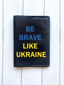 Шкіряна обкладинка на паспорт книжку :: Чорна (принт 5)