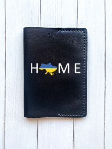 Шкіряна обкладинка на паспорт книжку :: Чорна (принт 73)