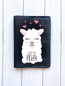 Шкіряна обкладинка на паспорт книжку :: Чорна (принт 94)