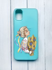 Матовий чохол для Samsung Galaxy A51 (2020)/A515 Бірюзовий :: Українка з колосками (принт 173)