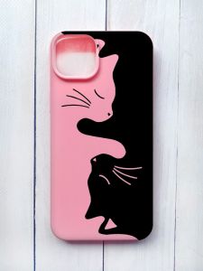 Матовий чохол на iPhone 15 Plus Рожевий :: Котики (принт 118)
