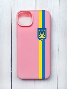 Матовий чохол на iPhone 15 Plus Рожевий :: Стрічка Україна (патріотичний принт 253)
