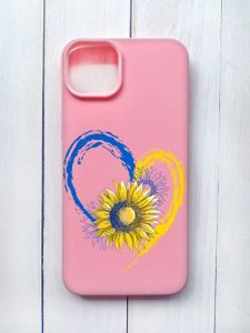Матовий чохол на iPhone 15 Plus Рожевий :: Серце з соняхом. Україна (принт 260)