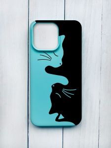 Матовий чохол на iPhone 15 Pro Max Бірюзовий :: Котики (принт 118)