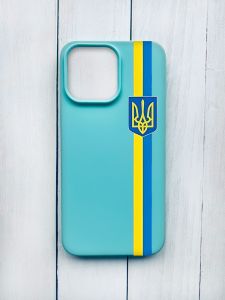 Матовий чохол на iPhone 15 Pro Max Бірюзовий :: Стрічка Україна (патріотичний принт 253)