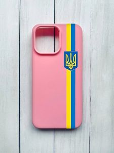 Матовий чохол на iPhone 15 Pro Max Розовый :: Стрічка Україна (патріотичний принт 253)