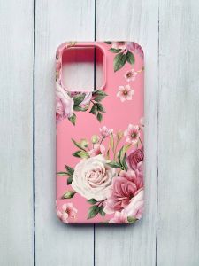 Матовий чохол на iPhone 15 Pro Max Розовый :: Рожеві квіти (принт 287)