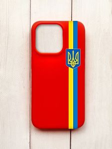 Матовий чохол на iPhone 15 Pro Червоний :: Стрічка Україна (патріотичний принт 253)