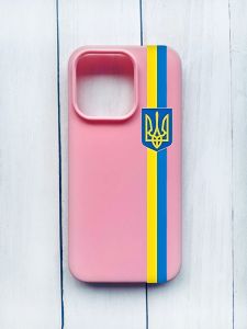 Матовий чохол на iPhone 15 Pro Рожевий :: Стрічка Україна (патріотичний принт 253)