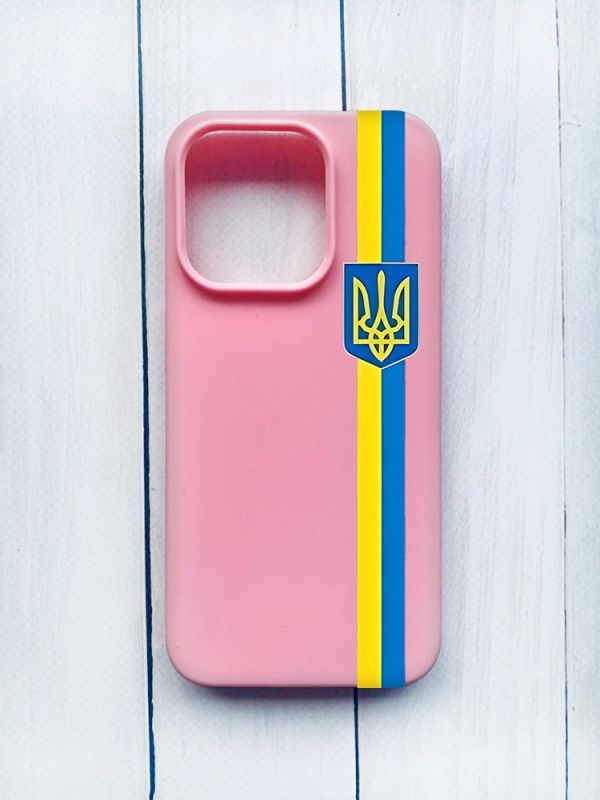 Матовий чохол на iPhone 15 Pro Рожевий :: Стрічка Україна (патріотичний принт 253)