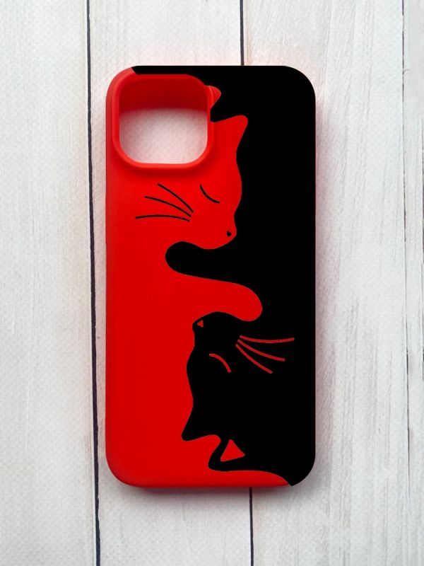 Матовий чохол на iPhone 15 Червоний :: Котики (принт 118)