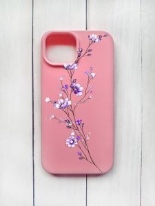 Матовий чохол на iPhone 15 Рожевий :: Гілочка квітів (принт 278)