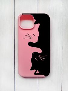 Матовий чохол на iPhone 15 Рожевий :: Котики (принт 118)