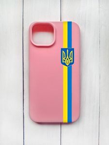 Матовий чохол на iPhone 15 Рожевий :: Стрічка Україна (патріотичний принт 253)