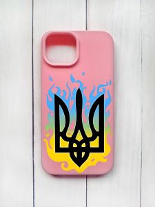 Матовий чохол на iPhone 15 Рожевий :: Тризуб Полум'я (принт 257)