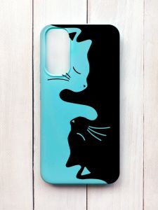 Матовий чохол на Samsung A34 5G Бірюзовий :: Котики (принт 118)