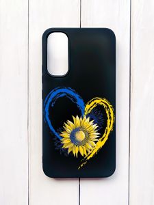 Матовий чохол на Samsung A34 5G Чорний :: Серце з соняхом. Україна (принт 260)