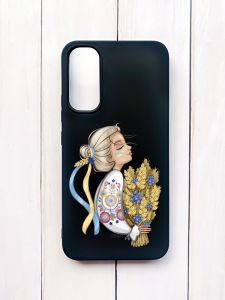 Матовий чохол на Samsung A34 5G Чорний :: Українка з колосками (принт 173)