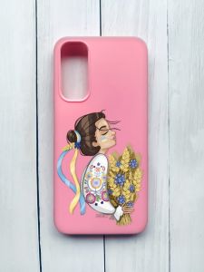 Матовий чохол на Samsung Galaxy A05s (A057) Рожевий :: Українка з колосками (принт 172)