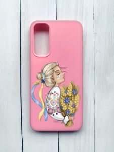 Матовий чохол на Samsung Galaxy A05s (A057) Рожевий :: Українка з колосками (принт 173)