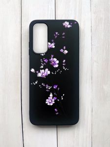 Матовий чохол на Samsung Galaxy A05s (A057) Чорний :: Гілочка квітів (принт 278)