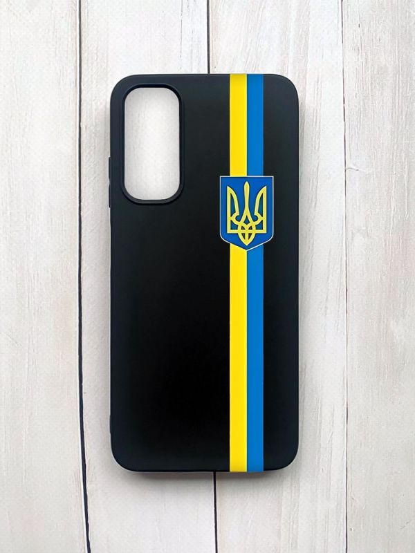 Матовий чохол на Samsung Galaxy A05s (A057) Чорний :: Стрічка Україна (патріотичний принт 253)