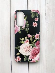 Матовий чохол на Samsung Galaxy A05s (A057) Чорний :: Рожеві квіти (принт 287)