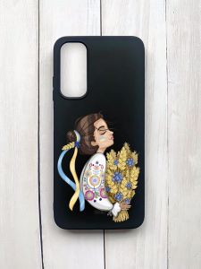 Матовий чохол на Samsung Galaxy A05s (A057) Чорний :: Українка з колосками (принт 172)