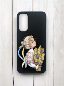 Матовий чохол на Samsung Galaxy A05s (A057) Чорний :: Українка з колосками (принт 173)