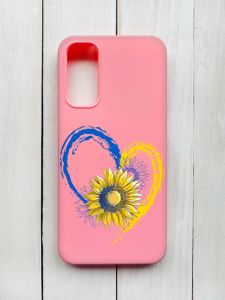 Матовий чохол на Samsung Galaxy A14 5G Рожевий :: Серце з соняхом. Україна (принт 260)