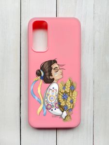 Матовий чохол на Samsung Galaxy A14 5G Рожевий :: Українка з колосками (принт 172)