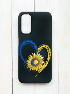 Матовий чохол на Samsung Galaxy A14 5G Чорний :: Серце з соняхом. Україна (принт 260)