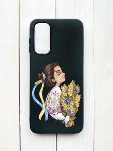 Матовий чохол на Samsung Galaxy A14 5G Чорний :: Українка з колосками (принт 172)
