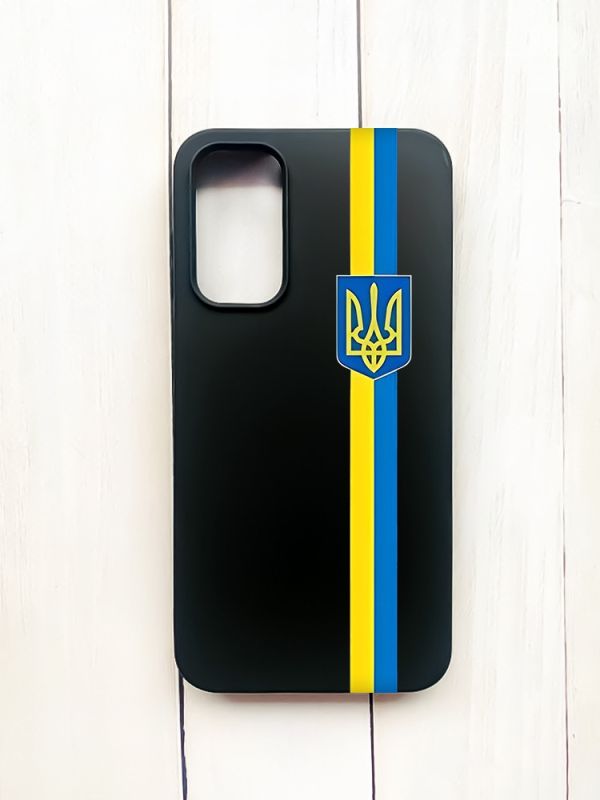 Матовий чохол на Samsung Galaxy A15 (A155) Чорний :: Стрічка Україна (патріотичний принт 253)