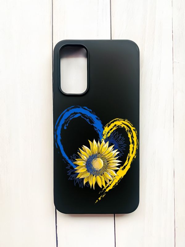 Матовий чохол на Samsung Galaxy A15 (A155) Чорний :: Серце з соняхом. Україна (принт 260)