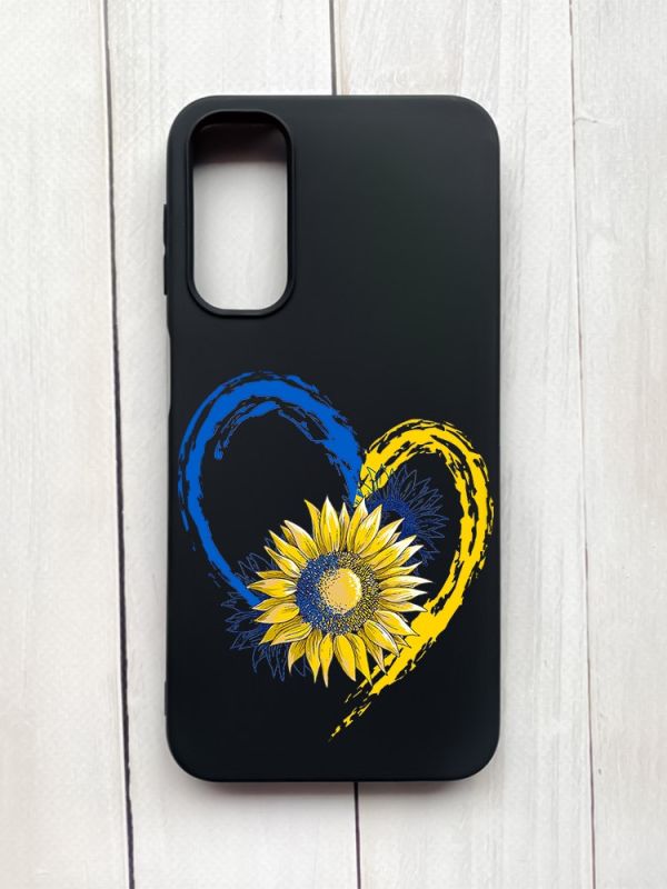 Матовий чохол на Samsung Galaxy A24 Чорний :: Серце з соняхом. Україна (принт 260)