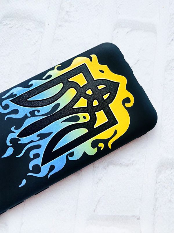 Матовий чохол на Samsung Galaxy A54 5G (A546) Чорний :: Тризуб Полум'я (принт 257)