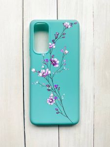 Матовий чохол на Samsung Galaxy M54 Бірюзовий :: Гілочка квітів (принт 278)