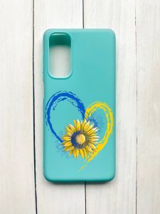 Матовий чохол на Samsung Galaxy M54 Бірюзовий :: Серце з соняхом. Україна (принт 260)