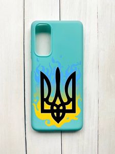 Матовий чохол на Samsung Galaxy M54 Бірюзовий :: Тризуб Полум'я (принт 257)