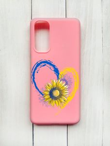 Матовий чохол на Samsung Galaxy M54 Рожевий :: Серце з соняхом. Україна (принт 260)