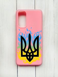 Матовий чохол на Samsung Galaxy M54 Рожевий :: Тризуб Полум'я (принт 257)