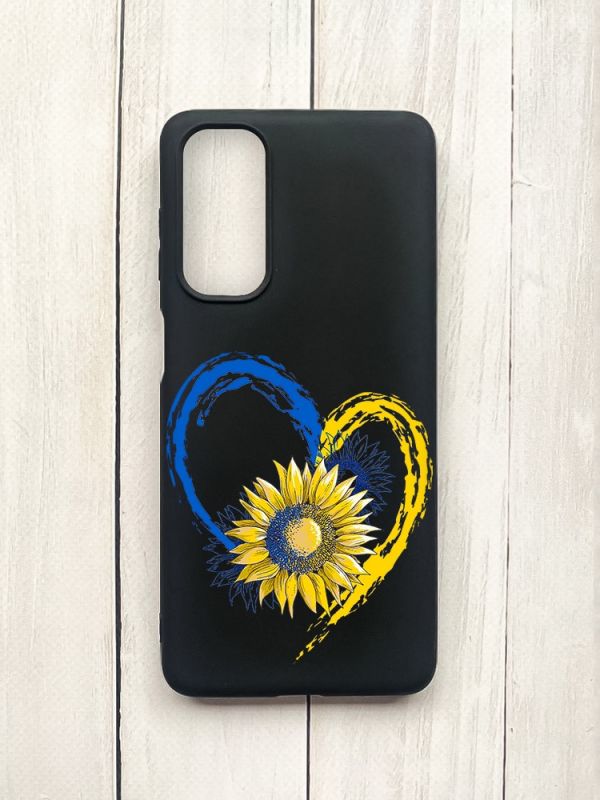 Матовий чохол на Samsung Galaxy M54 Чорний :: Серце з соняхом. Україна (принт 260)