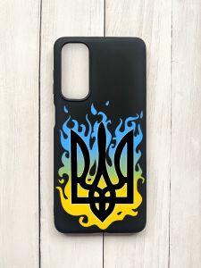 Матовий чохол на Samsung Galaxy M54 Чорний :: Тризуб Полум'я (принт 257)